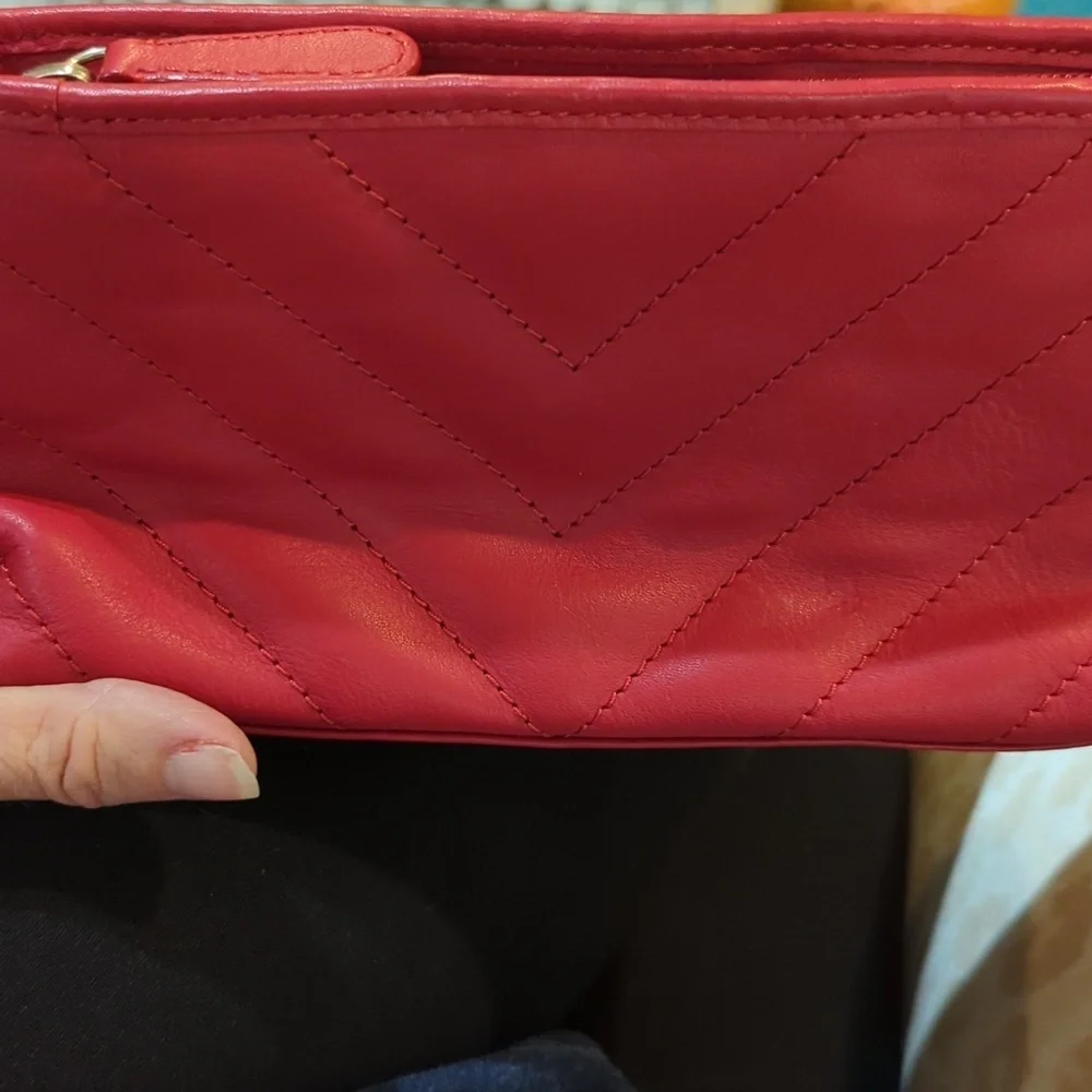 Furla red leather makeup bag for your purse